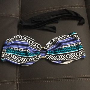 blue aztec tube top / halter top bathing suit
